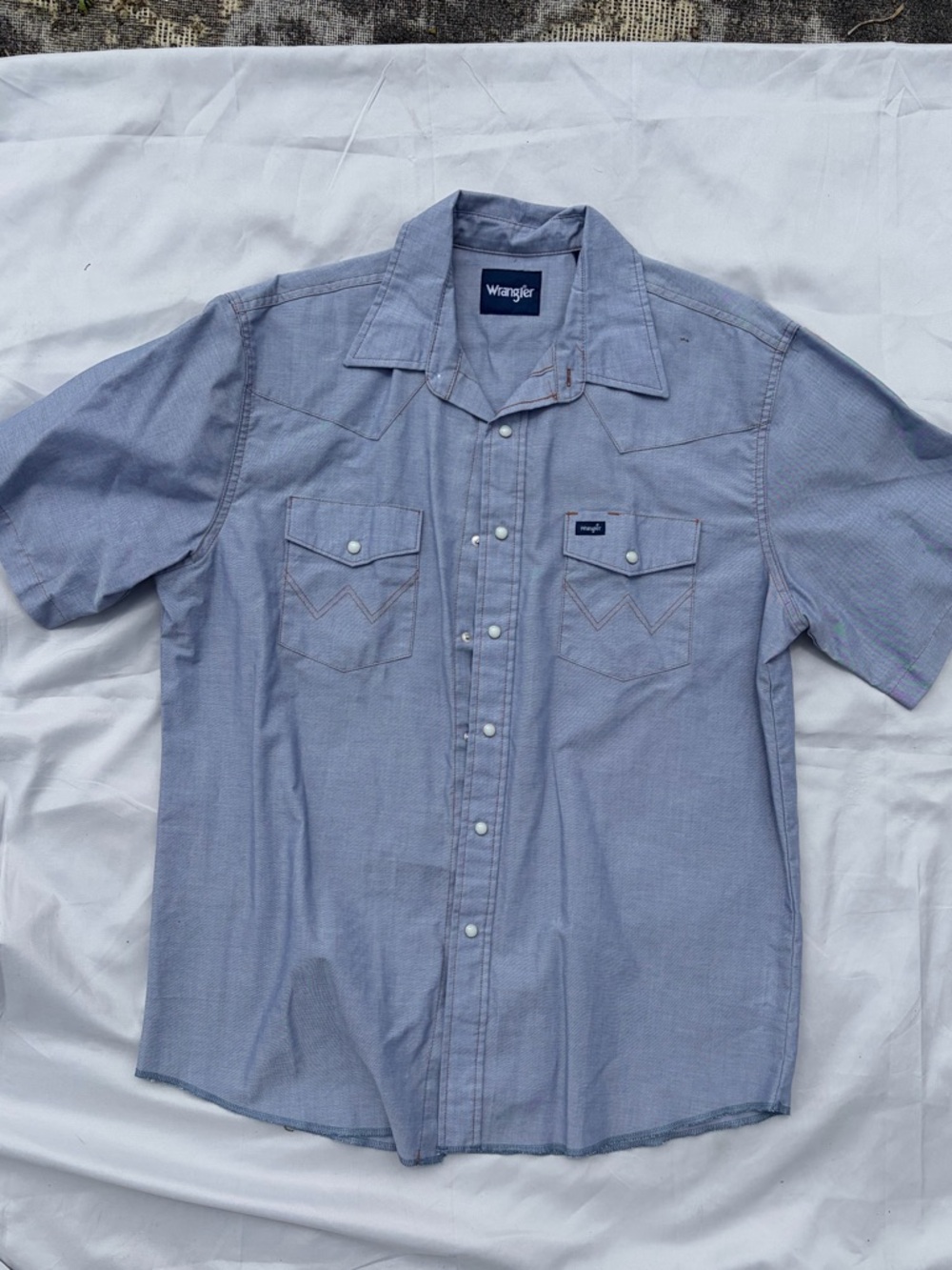 Wrangler Light Blue Short-Sleeve Western Button-Down Shirt